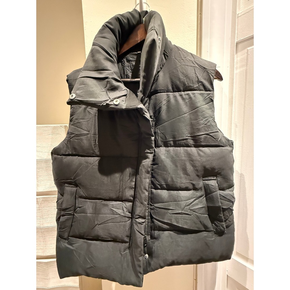 Fashion Black Puffer Vest High Neck Quilted Sleeveless Jacket HHYC-0232